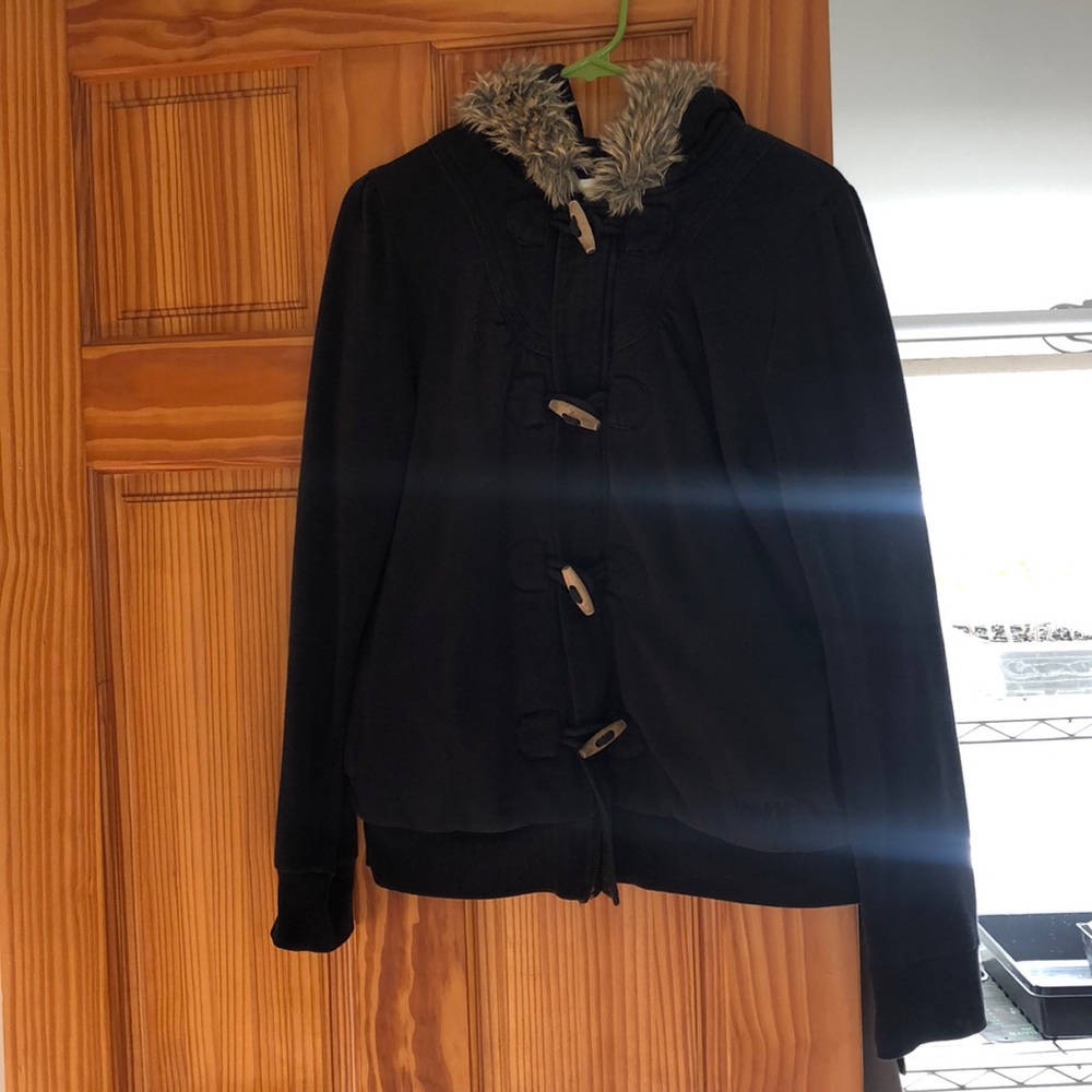 Vintage late 1990s Roxy zip up fur hoodie